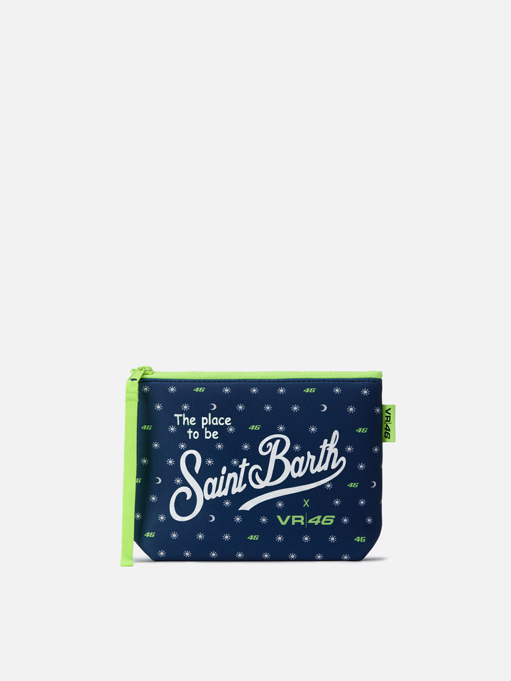 Pochette Aline in scuba blu con stampa VR46 Limited Edition | VR46 SPECIAL EDITION