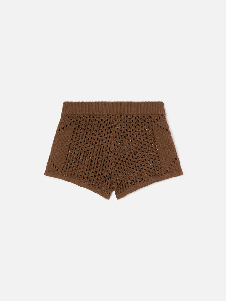 Shorts Almyra in crochet marrone