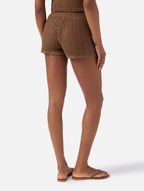 Short en crochet Almyra marron 