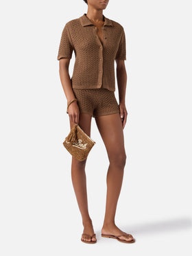 Short en crochet Almyra marron 