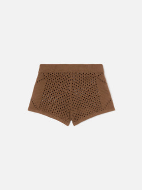 Short en crochet Almyra marron 