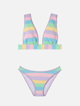 Striped crochet triangle bikini Allycia Elise