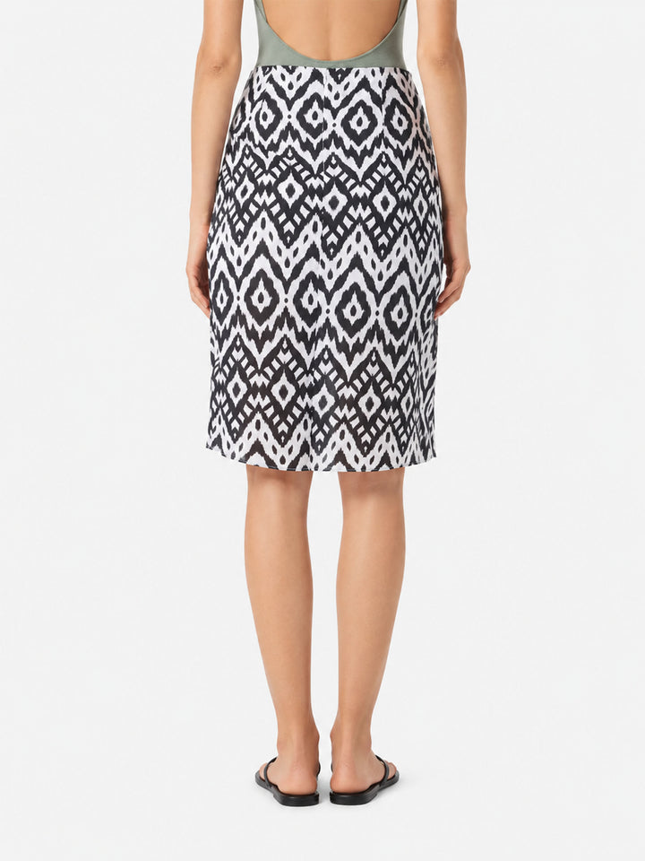 Gonna midi Amanda ikat bianco e nero