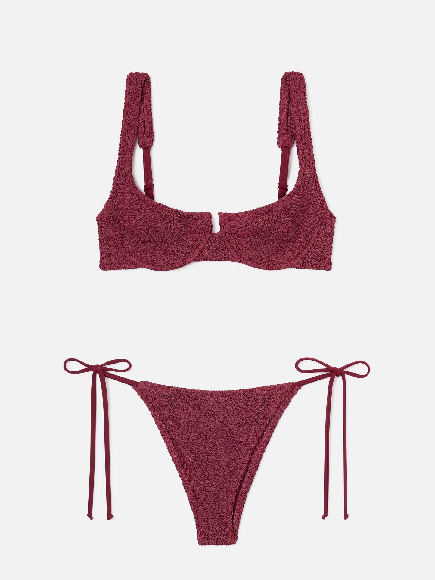 Amira Marielle Crinkle-Bikini in Burgundy 
