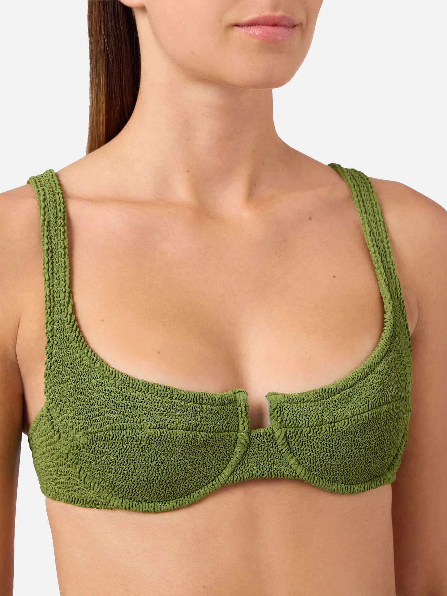 Bikini Amira Marielle verde militare in tessuto crinkle