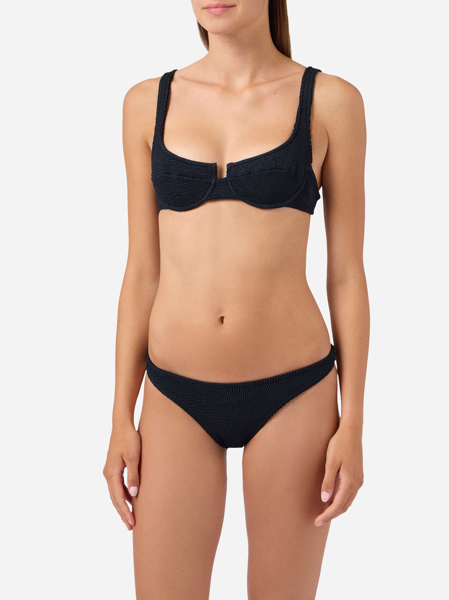 Bikini negro de efecto arrugado Amira Elise 