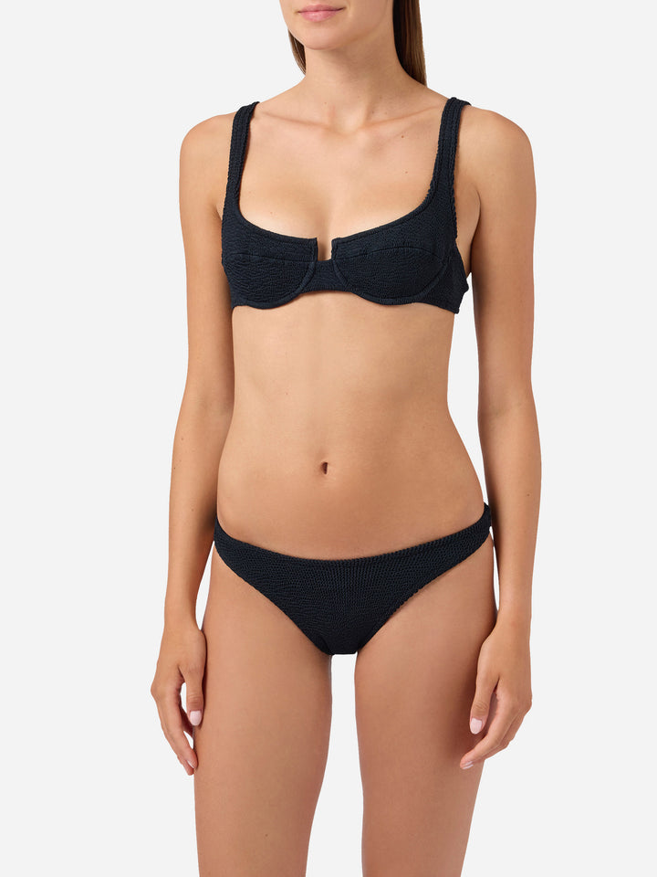 Bikini negro de efecto arrugado Amira Elise 