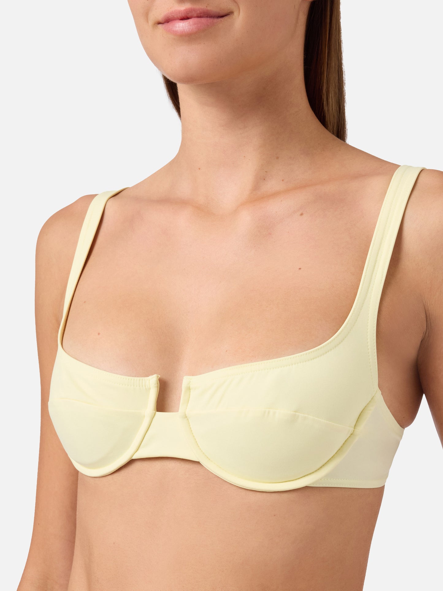 Amira Naomi butter yellow balconette bikini in solid color