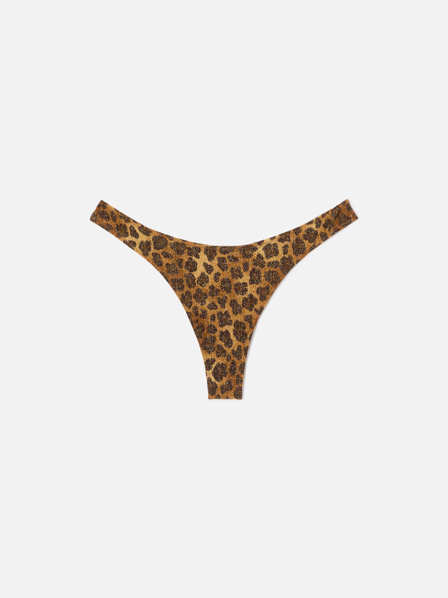 Bas de bikini brésilien Naomi en tissu lurex à imprimé animal 