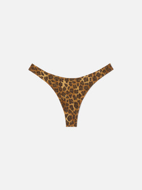 Bas de bikini brésilien Naomi en tissu lurex à imprimé animal 