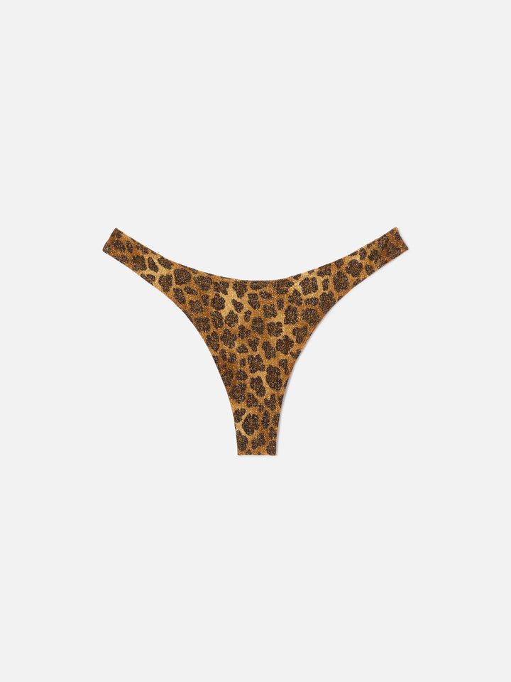 Slip mare Naomi modello brasiliana in tessuto lurex con stampa animalier