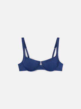 Amira Balconette-Bikinioberteil in einfarbigem Navy-Blau 
