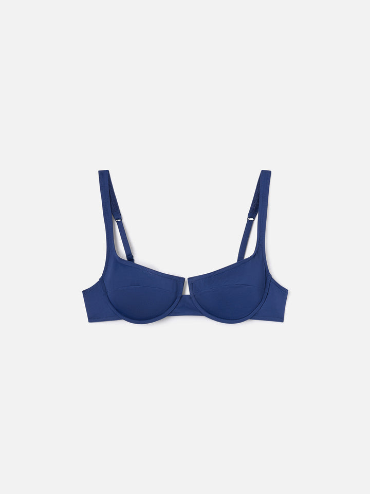 Amira Balconette-Bikinioberteil in einfarbigem Navy-Blau 