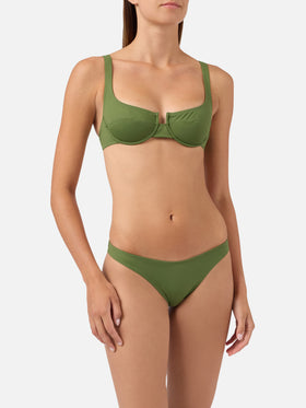 Amira Naomi military green balconette bikini in solid color