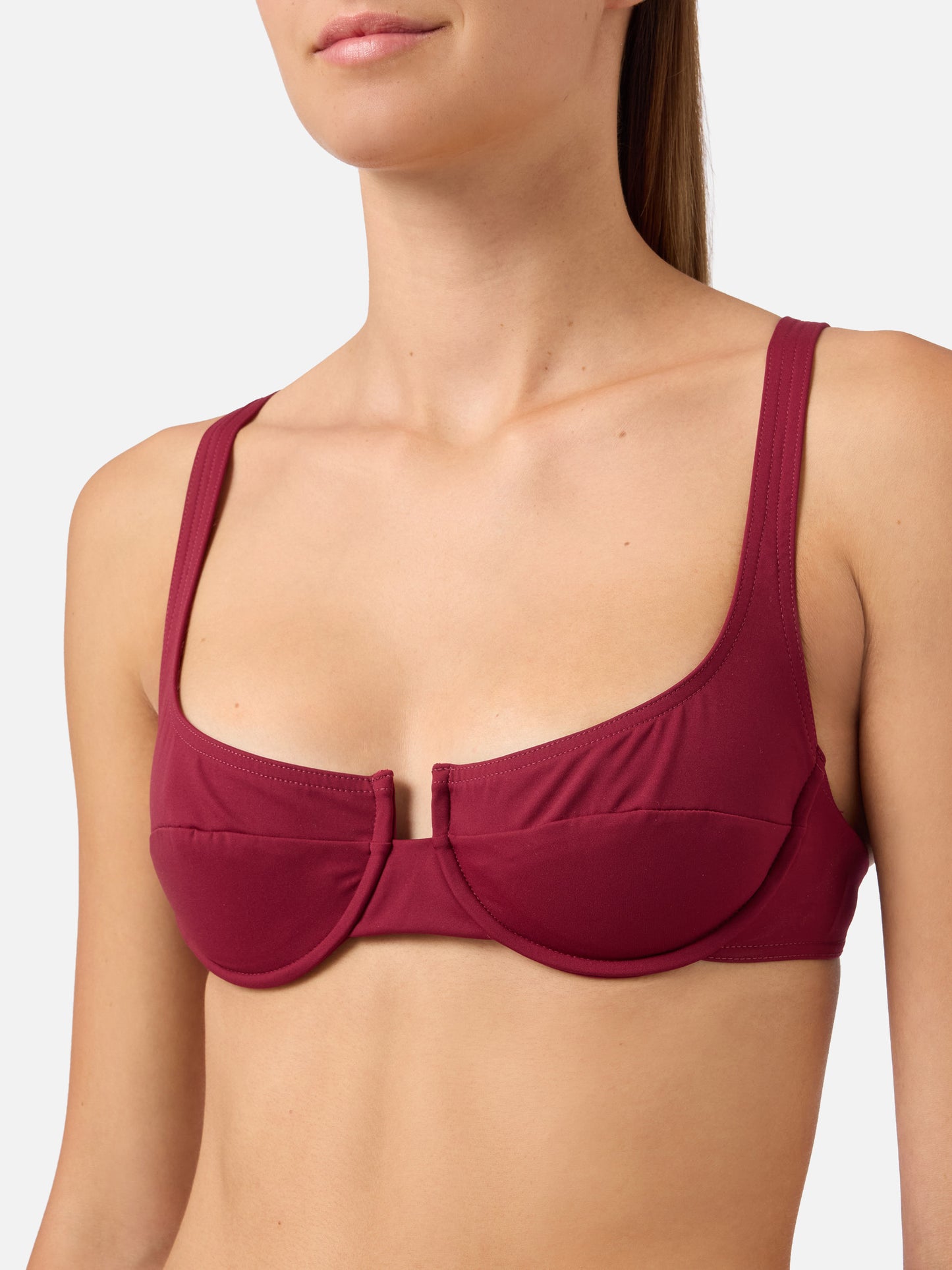 Amira Naomi bordeaux balconette bikini in solid color
