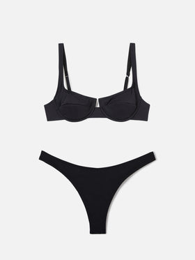 Bikini balconnet noir Amira Naomi en couleur unie 