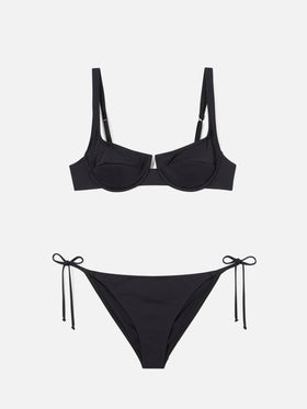 Amira Naomi black balconette bikini in solid color