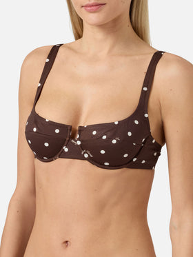Bikini Amira Naomi con stampa pois marrone e bianco