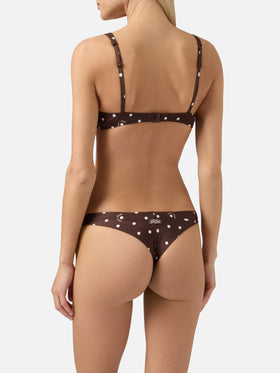 Bikini Amira Naomi con stampa pois marrone e bianco