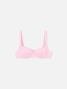 Top de bikini balconette Amira en rosa pastel liso 