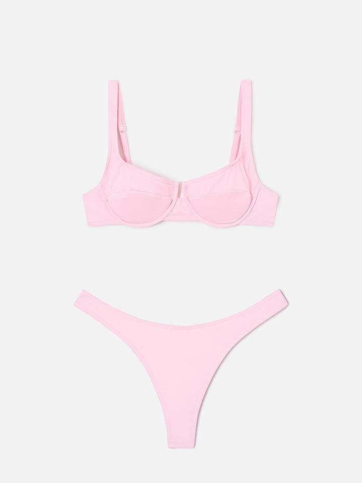 Amira Naomi hellrosa Balconette-Bikini in Uni-Farbe 