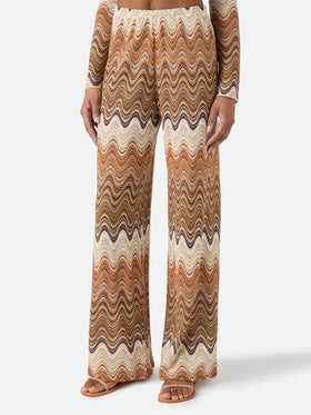 Brown Amalia degradé raschel long trousers