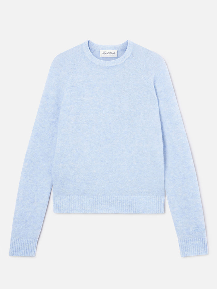 Jersey de punto de cuello redondo Light blue Ammy en mezcla suave de lana de alpaca 