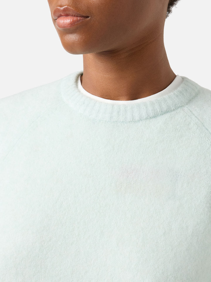 Pull ras-du-cou en maille Ammy vert menthe clair, en doux mélange de laine d’alpaga 