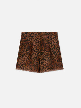 Leopard-print Amani linen shorts