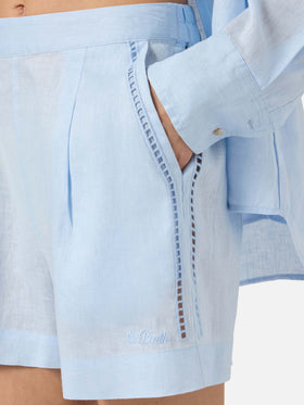 Light blue Amani linen shorts