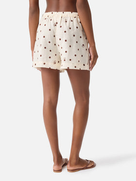 short en lin Amani à imprimé à pois 