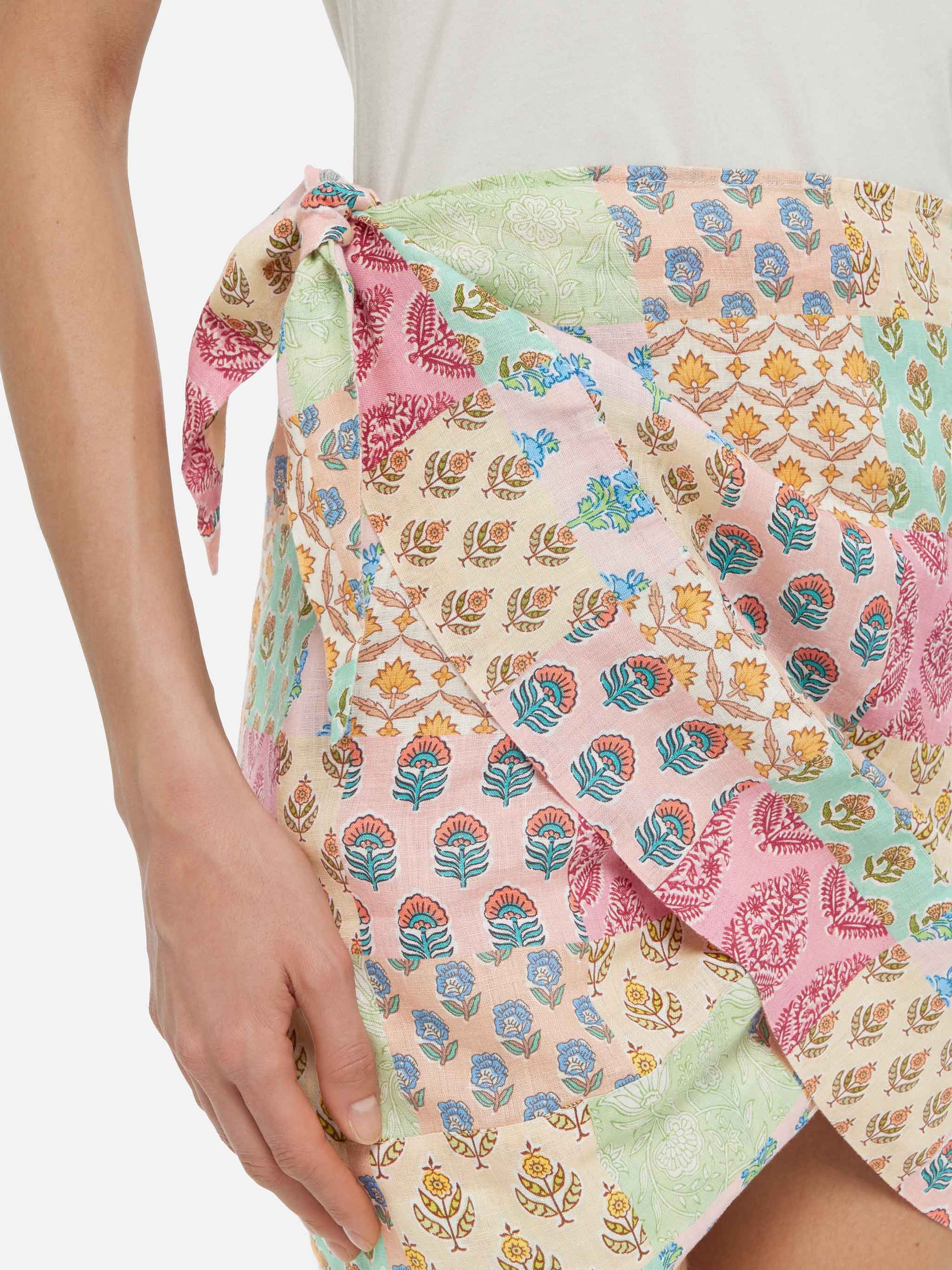 Angie linen mini skirt with floral print - MC2 Saint Barth