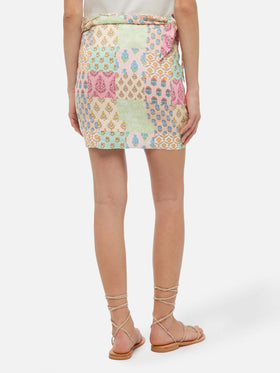 Angie linen mini skirt with floral print - MC2 Saint Barth