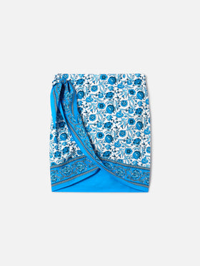 Jupe paréo Angie en voile avec imprimé batik floral 