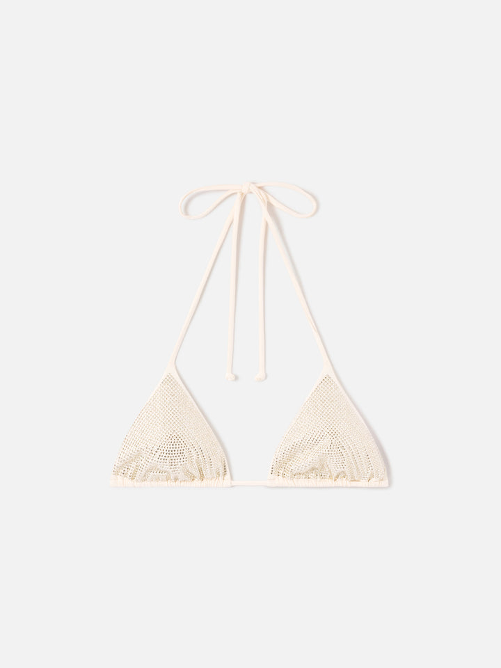 Haut de bikini triangle Annabelle Nude avec strass 