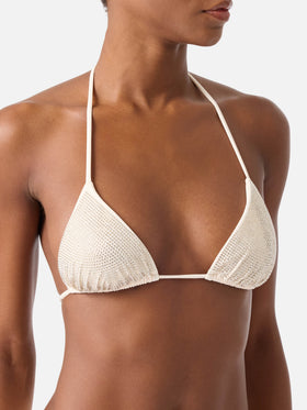 Bikini de triángulo Annabelle Virgo beige con strass 