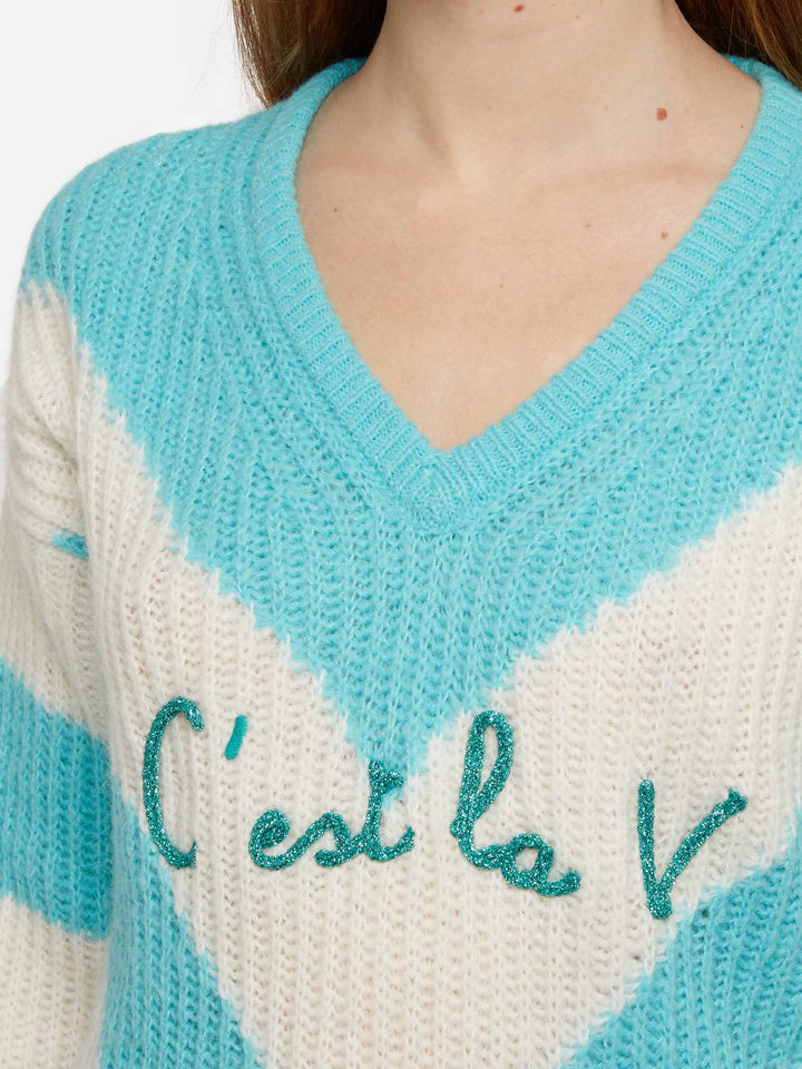 Woman cropped sweater with argyle pattern - MC2 Saint Barth
