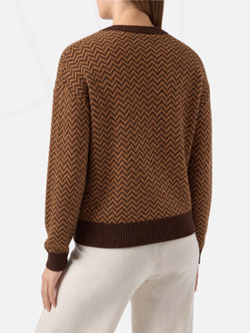 Maglione Annecy Soft con fantasia a rombi e scollo a V