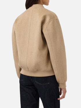 Bomber Adrien in tessuto double a spina di pesce con strass