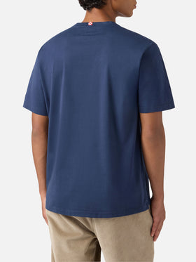 T-shirt Arnott in cotone blu con ricamo Save water drink Gin Tonic