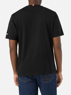 Schwarzes T-Shirt aus Arnott Baumwolle mit Rum Service-Stickerei 