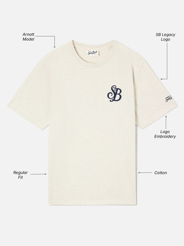 Grey Arnott organic cotton t-shirt with SB Legacy monogram embroidery