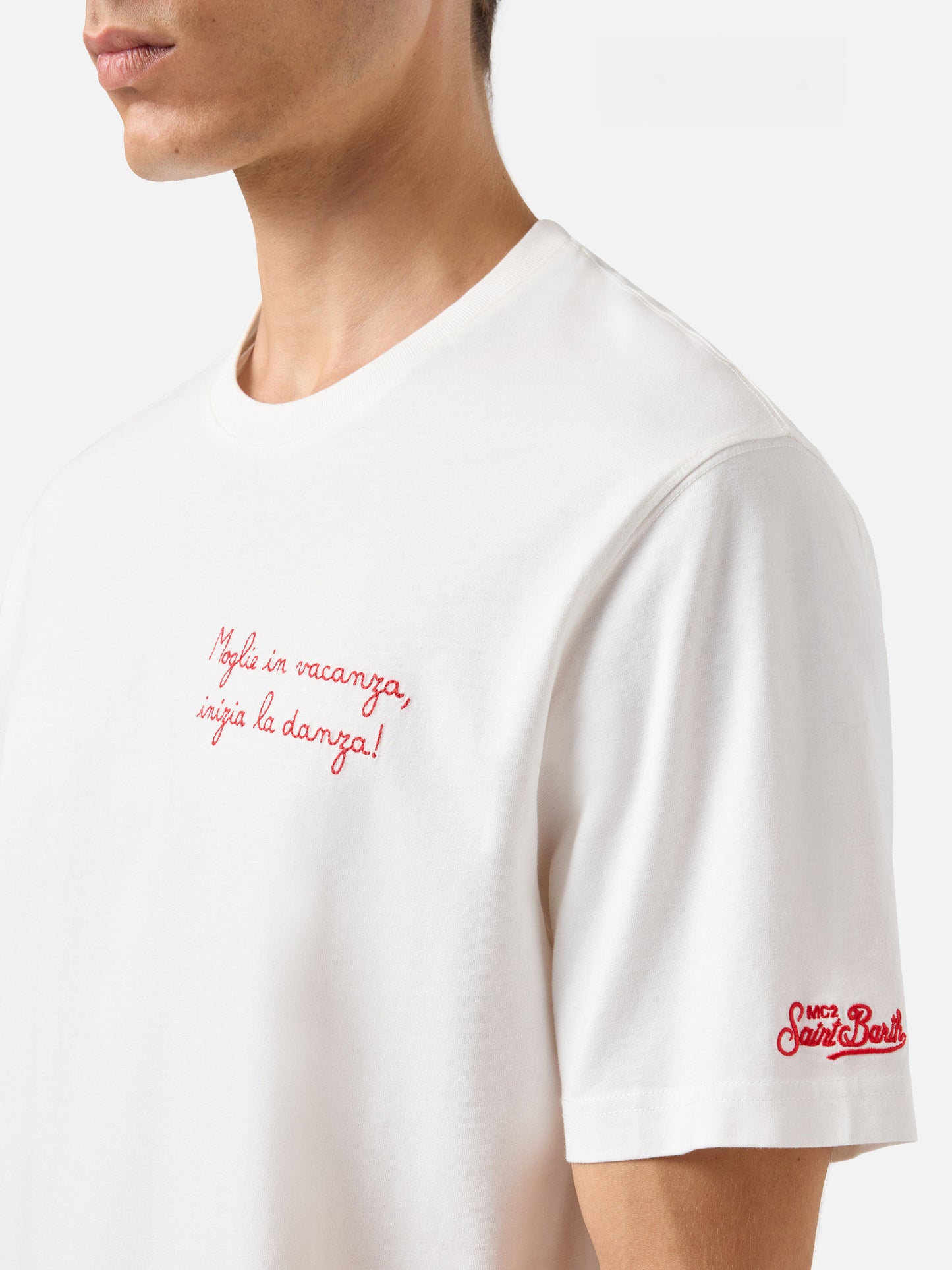 Cotton t-shirt Arnott with Moglie in vacanza... embroidery | YUPPIES SPECIAL EDITION