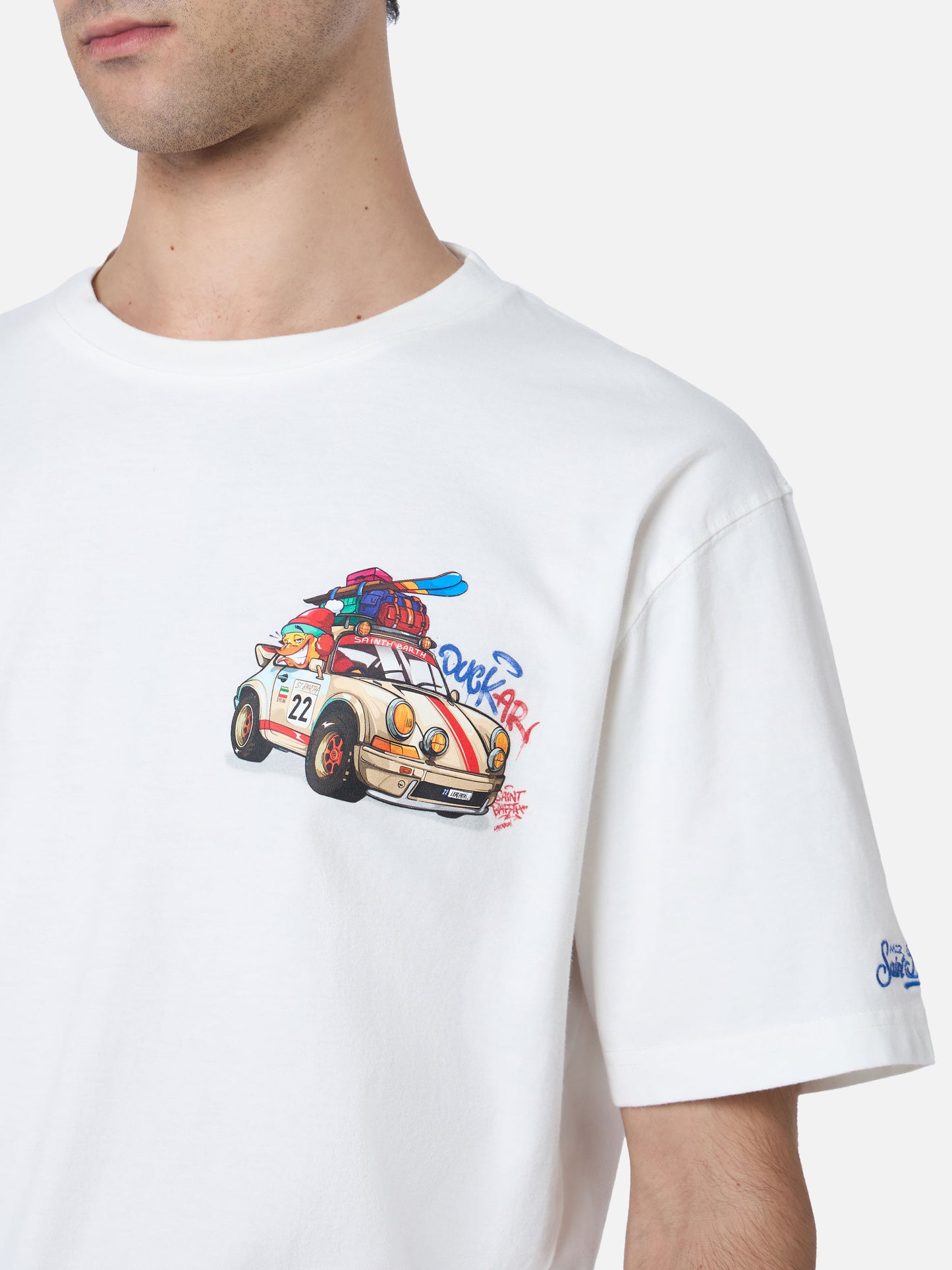 Man heavy cotton t-shirt Arnott with Cryptopuppets Duck car | CRYPTOPUPPETS SPECIAL EDITION