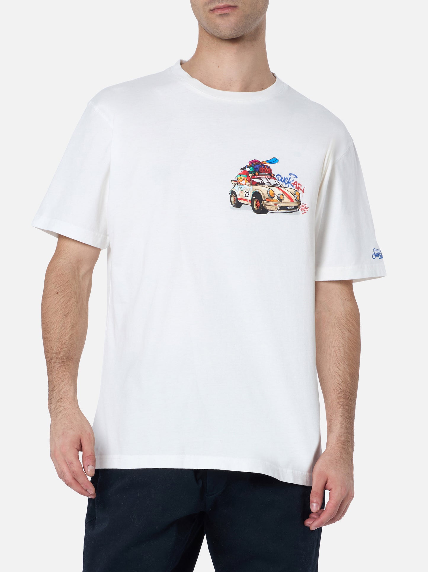Man heavy cotton t-shirt Arnott with Cryptopuppets Duck car | CRYPTOPUPPETS SPECIAL EDITION