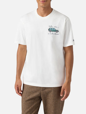 T-shirt Arnott in cotone bianco con ricamo macchina Nella vita ci vuole classe