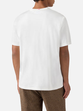 Arnott cotton T-shirt in white with car and Nella vita ci vuole classe embroidery