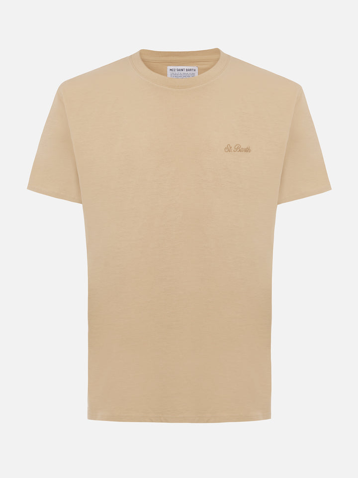 Man beige heavy cotton t-shirt Arnott with St. Barth embroidery - MC2 Saint Barth
