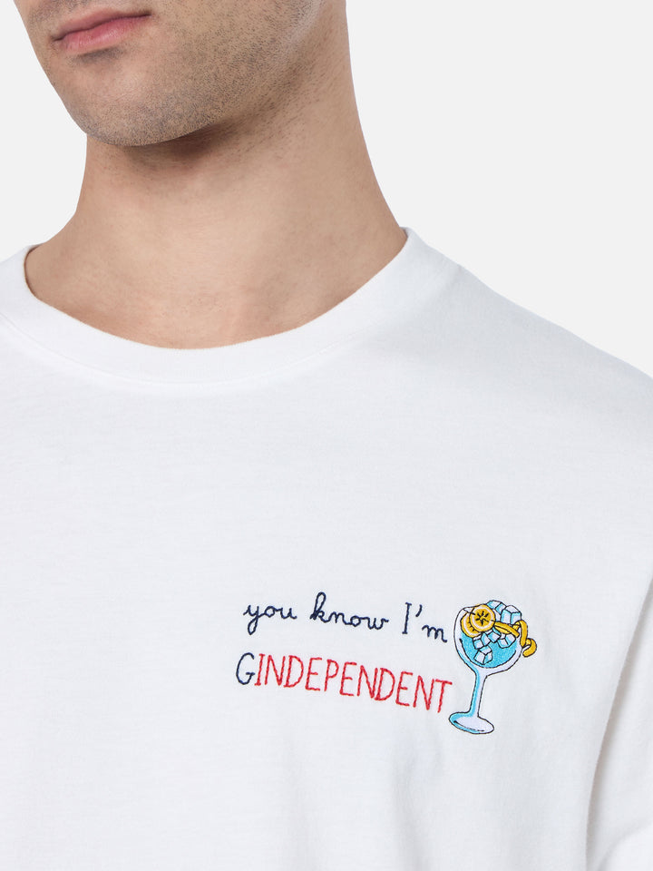 Man heavy cotton t-shirt Arnott with You know I'm GinDependent embroidery - MC2 Saint Barth