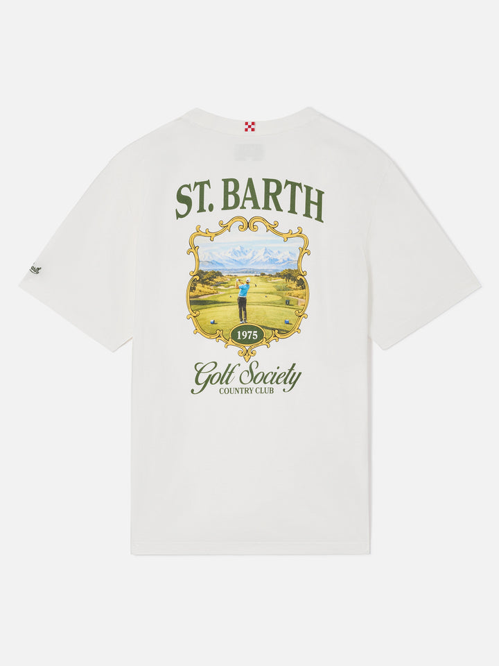 Off white Arnott organic cotton t-shirt with Golf Society print